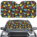 Colorful Guitar Pattern Print Car Windshield Sun Shade