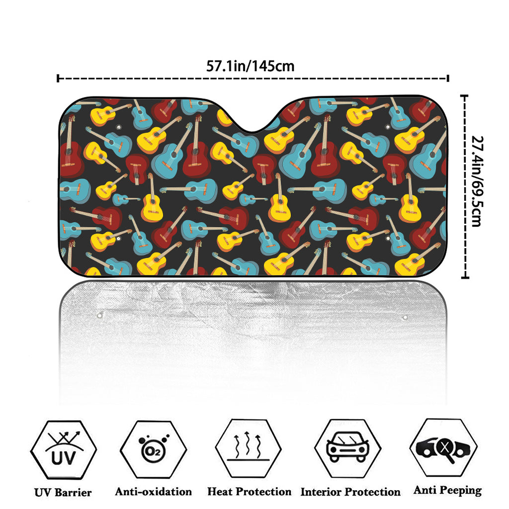 Colorful Guitar Pattern Print Car Windshield Sun Shade