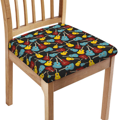 Colorful Guitar Pattern Print Chair Cushion Cover
