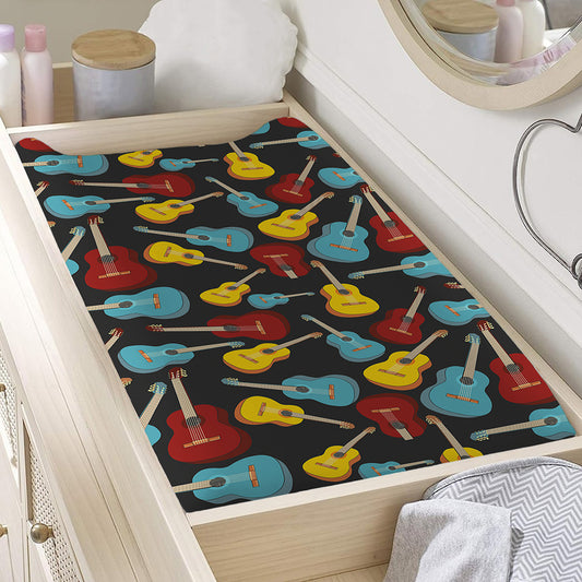 Colorful Guitar Pattern Print Changing Pad Cover