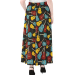 Colorful Guitar Pattern Print Chiffon Maxi Skirt