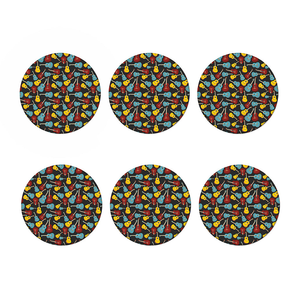 Colorful Guitar Pattern Print Coaster Set