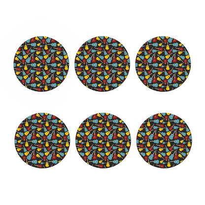 Colorful Guitar Pattern Print Coaster Set