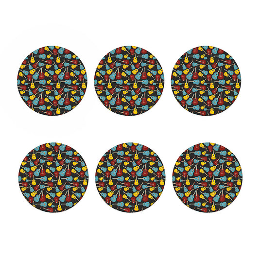 Colorful Guitar Pattern Print Coaster Set