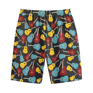 Colorful Guitar Pattern Print Cotton Shorts