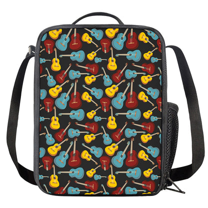 Colorful Guitar Pattern Print Crossbody Lunch Bag