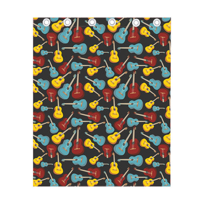 Colorful Guitar Pattern Print Curtain