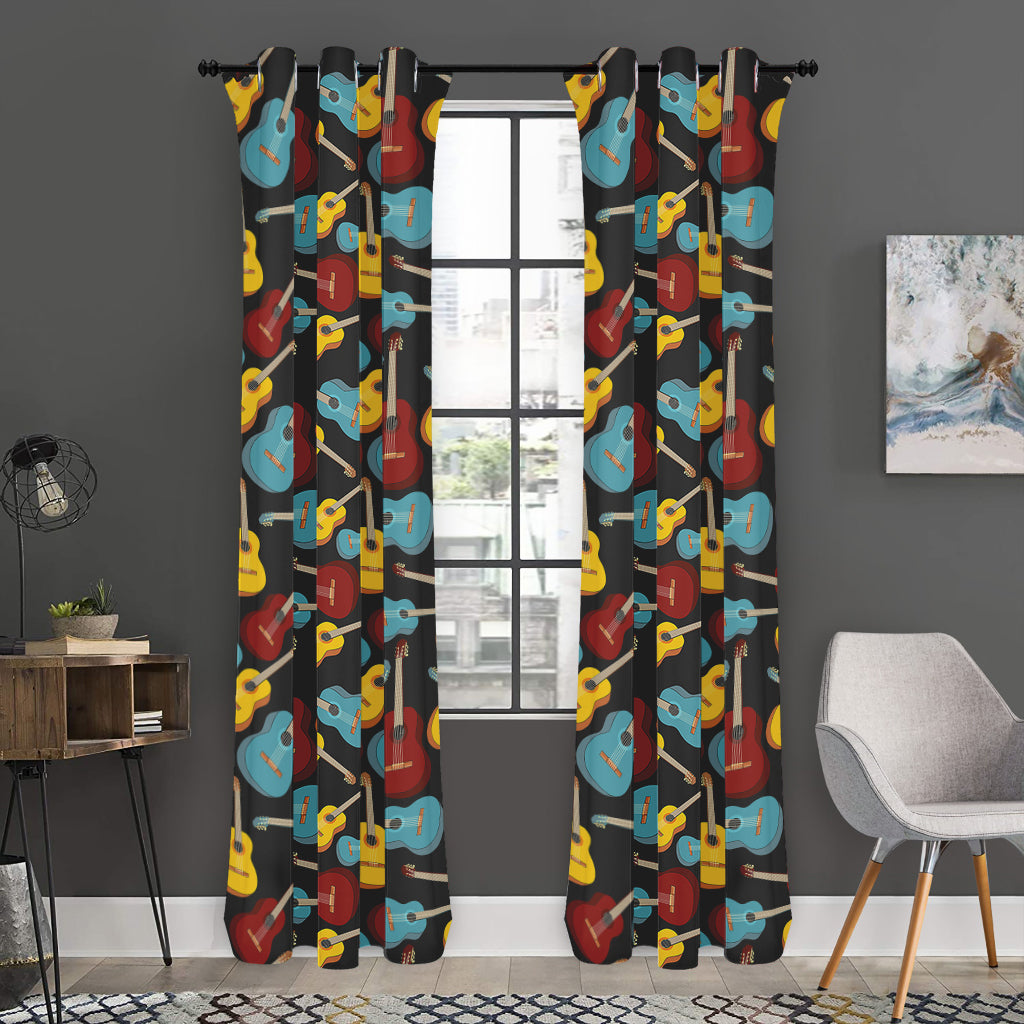 Colorful Guitar Pattern Print Curtain