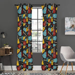 Colorful Guitar Pattern Print Curtain