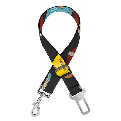 Colorful Guitar Pattern Print Dog Seat Belt
