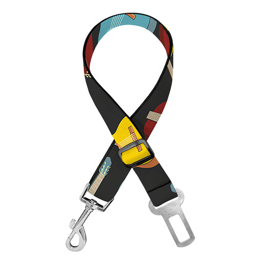 Colorful Guitar Pattern Print Dog Seat Belt