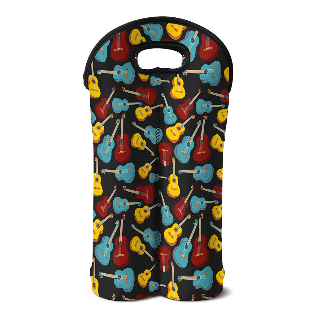 Colorful Guitar Pattern Print Double Neoprene Wine Tote