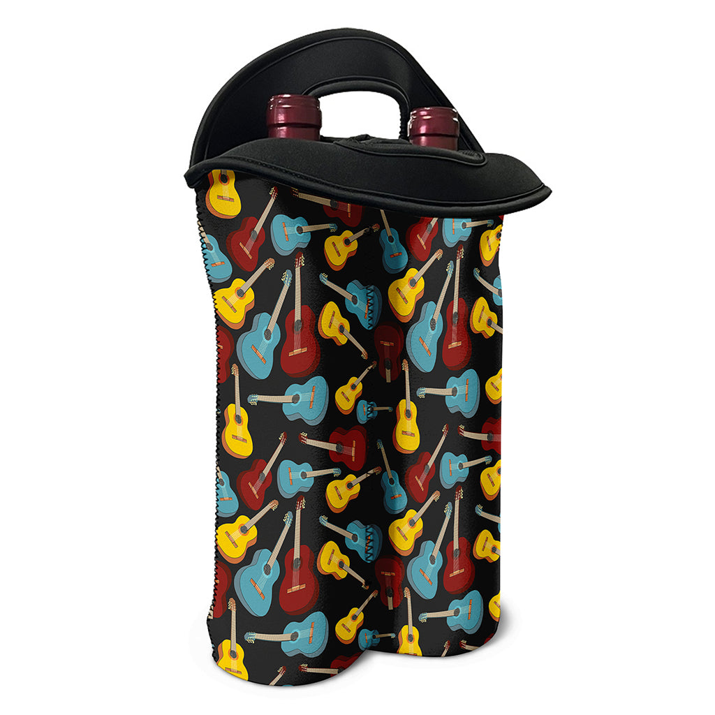 Colorful Guitar Pattern Print Double Neoprene Wine Tote
