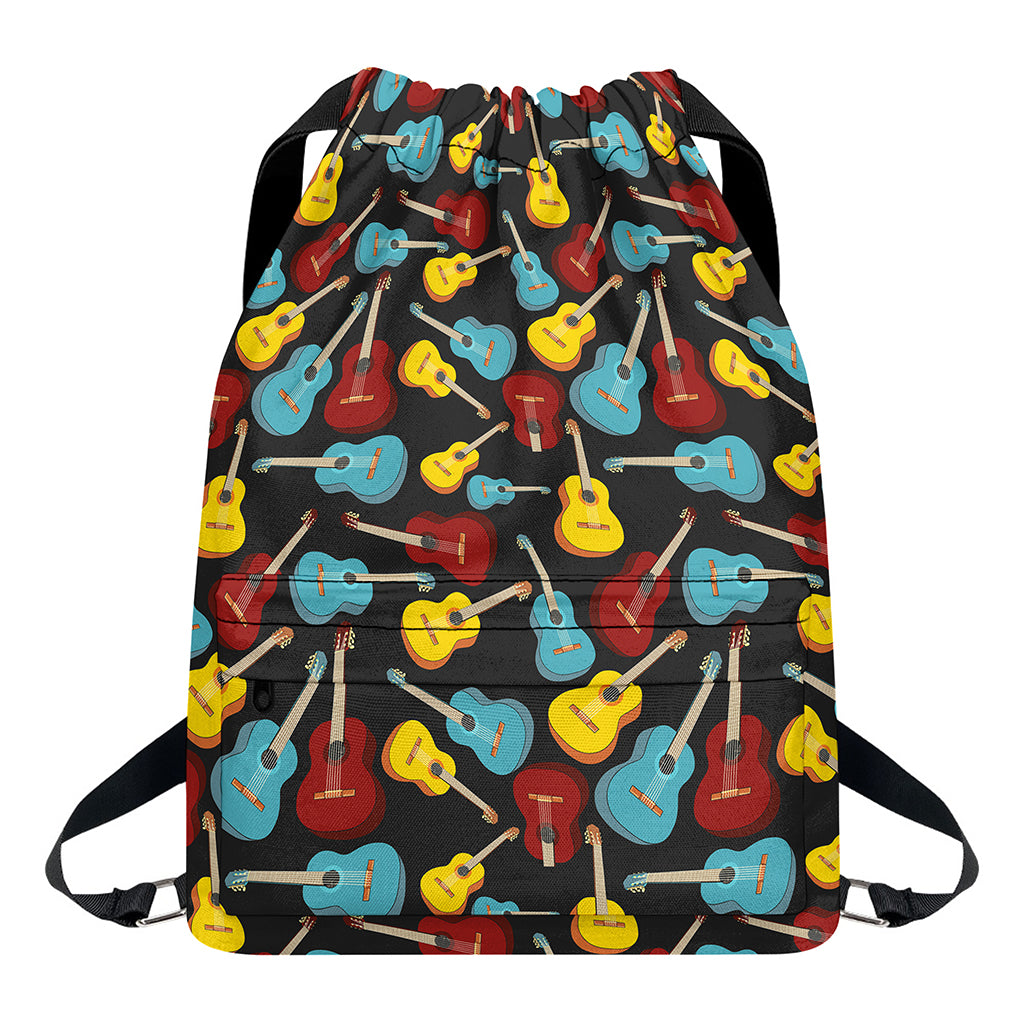 Colorful Guitar Pattern Print Drawstring Backpack
