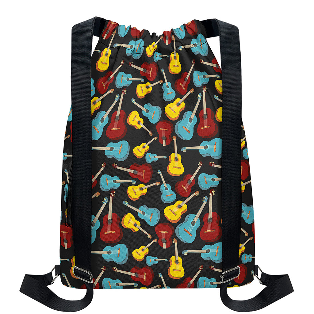 Colorful Guitar Pattern Print Drawstring Backpack