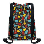 Colorful Guitar Pattern Print Drawstring Backpack