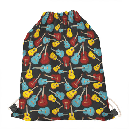 Colorful Guitar Pattern Print Drawstring Bag
