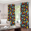 Colorful Guitar Pattern Print Extra Wide Grommet Curtains