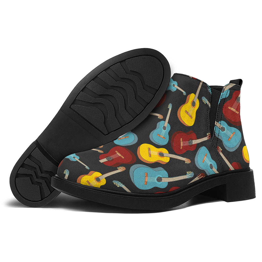 Colorful Guitar Pattern Print Flat Ankle Boots