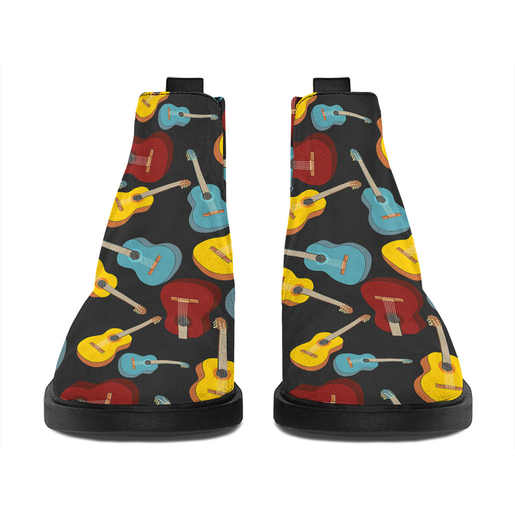 Colorful Guitar Pattern Print Flat Ankle Boots