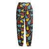 Colorful Guitar Pattern Print Fleece Lined Knit Pants