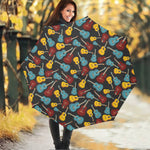 Colorful Guitar Pattern Print Foldable Umbrella