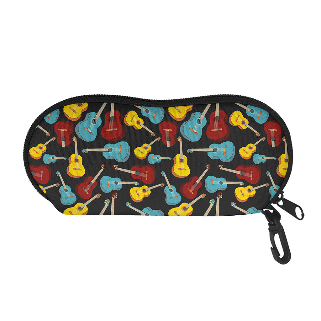 Colorful Guitar Pattern Print Glasses Case