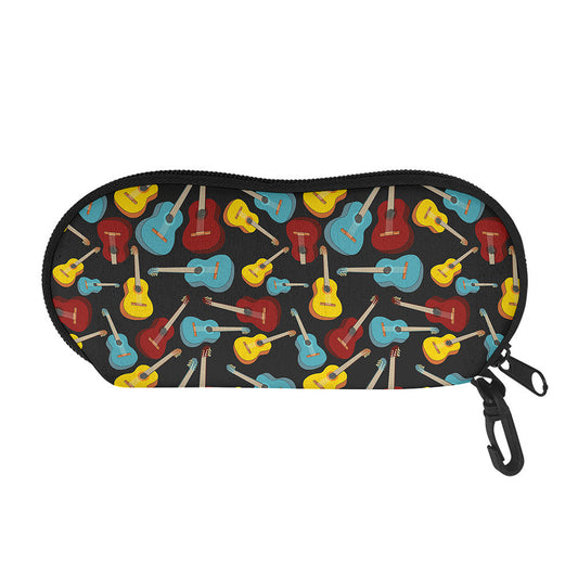 Colorful Guitar Pattern Print Glasses Case
