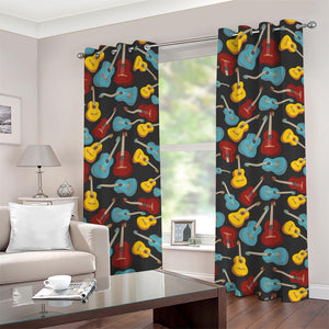 Colorful Guitar Pattern Print Grommet Curtains