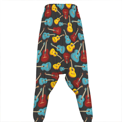 Colorful Guitar Pattern Print Hammer Pants
