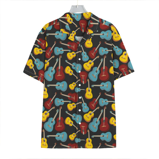 Colorful Guitar Pattern Print Hawaiian Shirt