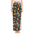 Colorful Guitar Pattern Print High Slit Maxi Skirt