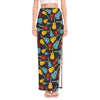 Colorful Guitar Pattern Print High Slit Maxi Skirt