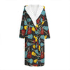 Colorful Guitar Pattern Print Hooded Bathrobe