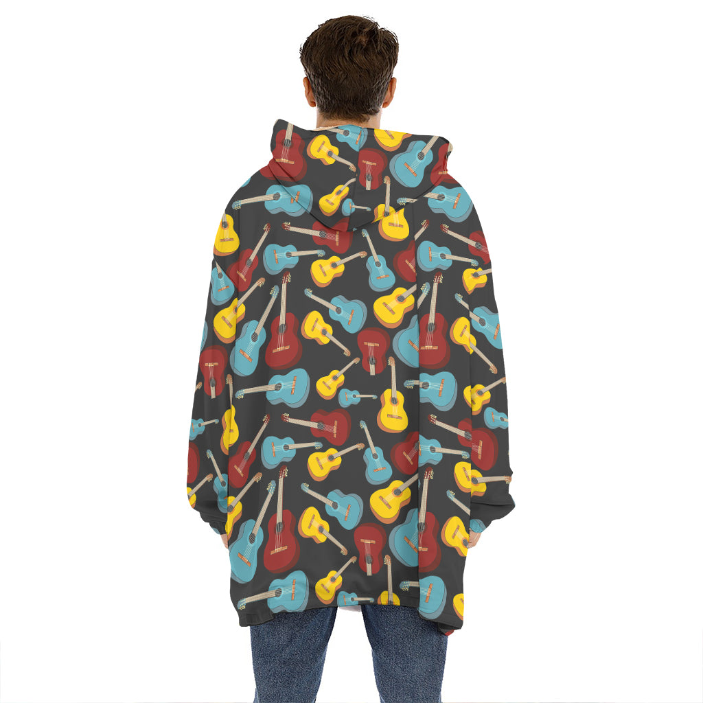 Colorful Guitar Pattern Print Hoodie Blanket