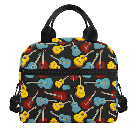Colorful Guitar Pattern Print Insulated Lunch Bag