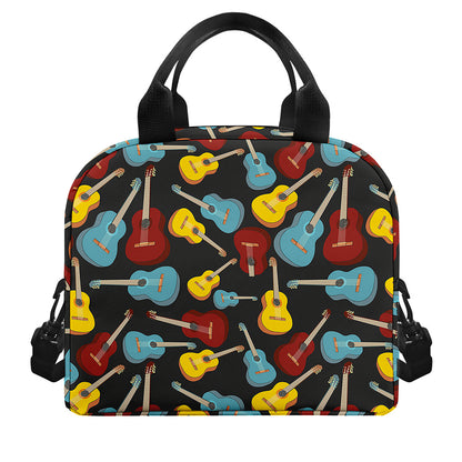 Colorful Guitar Pattern Print Insulated Lunch Bag