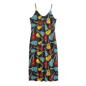 Colorful Guitar Pattern Print Jersey Midi Cami Dress