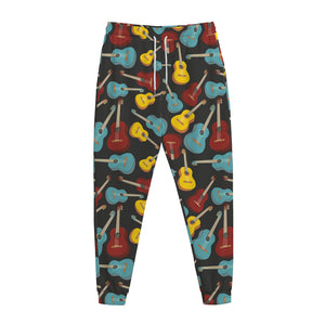 Colorful Guitar Pattern Print Jogger Pants