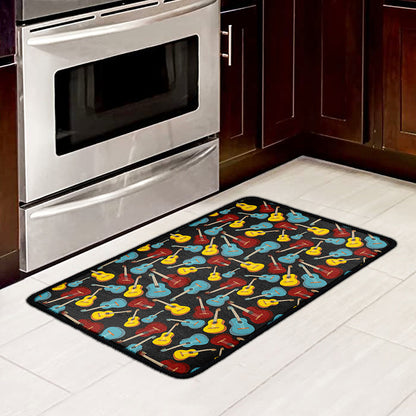 Colorful Guitar Pattern Print Kitchen Mat