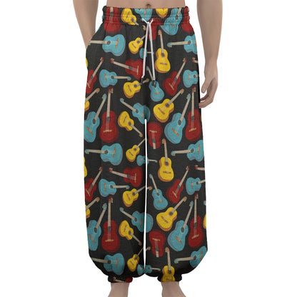 Colorful Guitar Pattern Print Lantern Pants