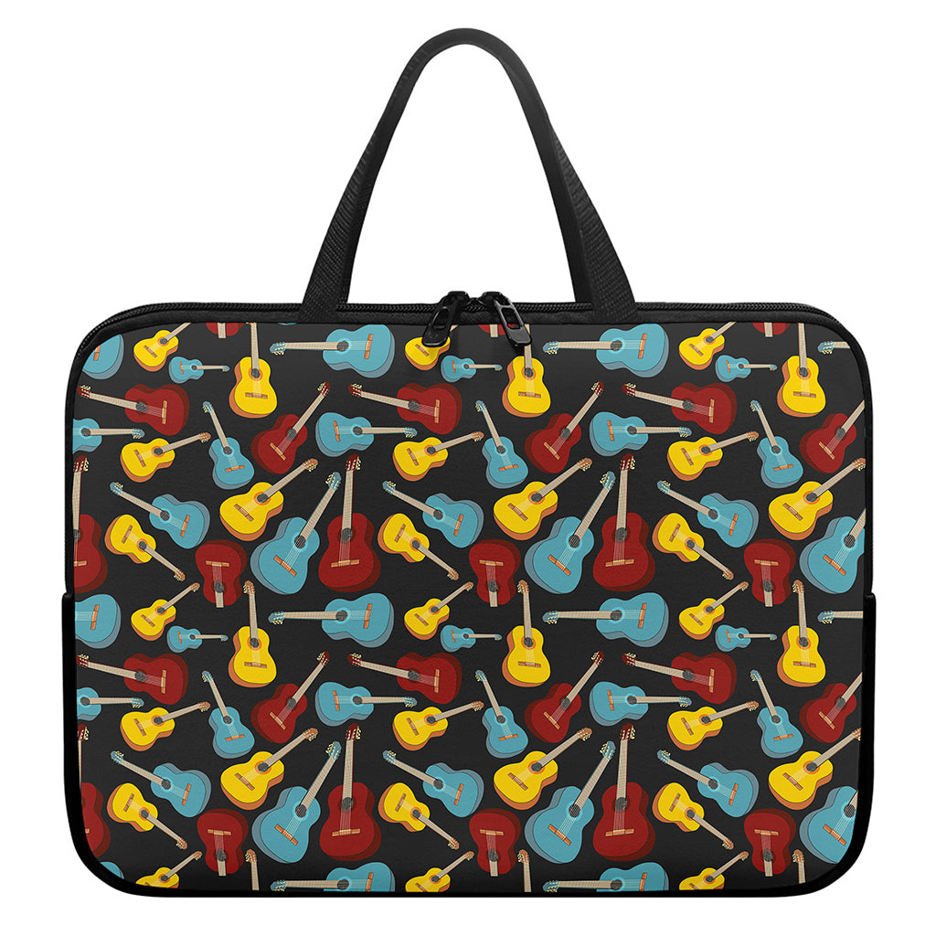 Colorful Guitar Pattern Print Laptop Sleeve With Handle