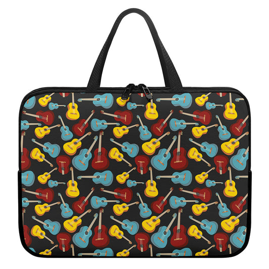 Colorful Guitar Pattern Print Laptop Sleeve With Handle