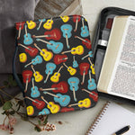 Colorful Guitar Pattern Print Leather Bible Cover