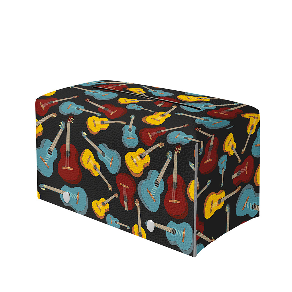 Colorful Guitar Pattern Print Leather Tissue Box Cover