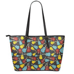 Colorful Guitar Pattern Print Leather Tote Bag