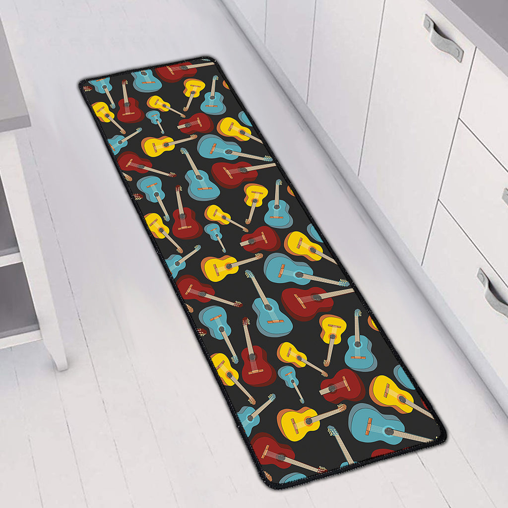 Colorful Guitar Pattern Print Long Kitchen Mat