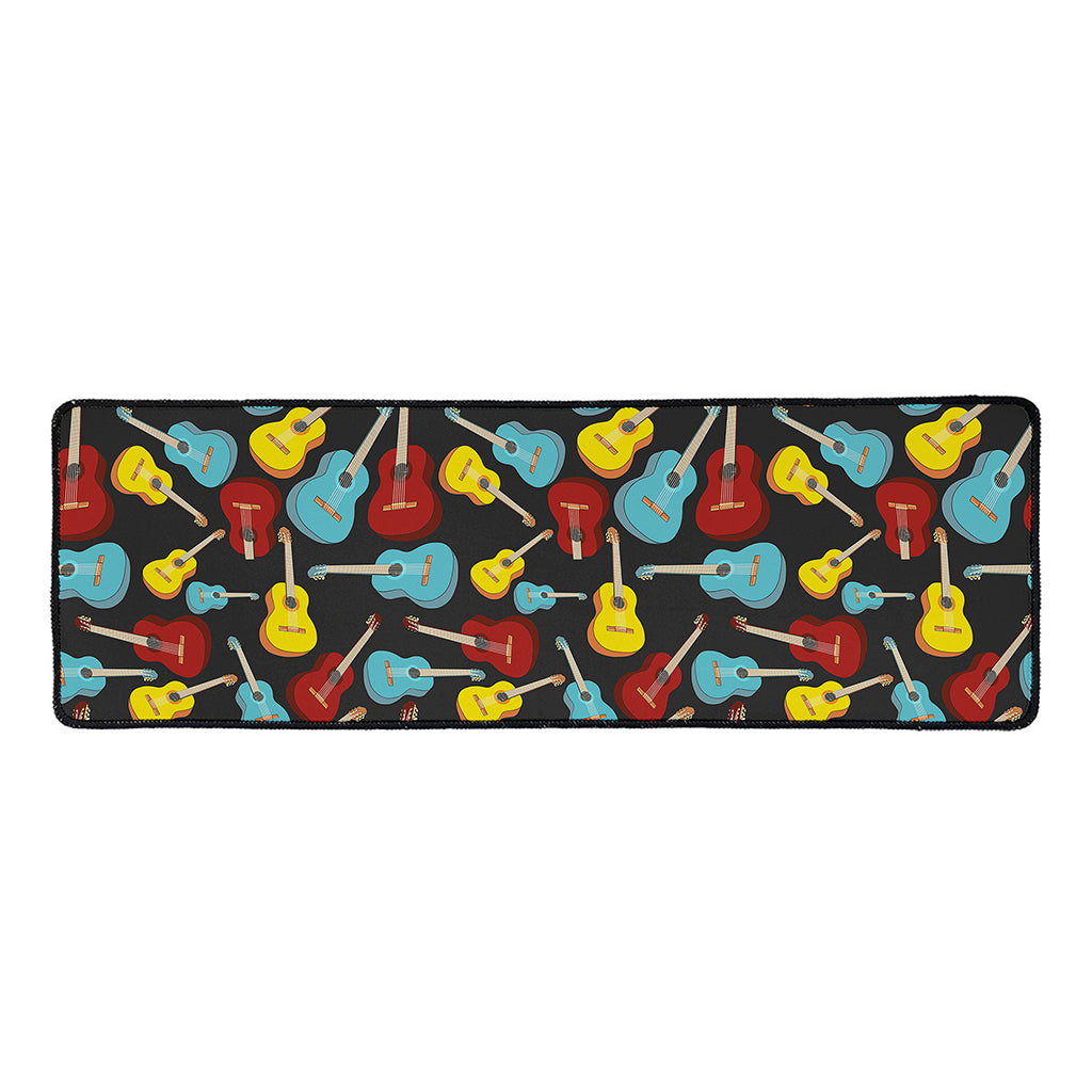 Colorful Guitar Pattern Print Long Kitchen Mat