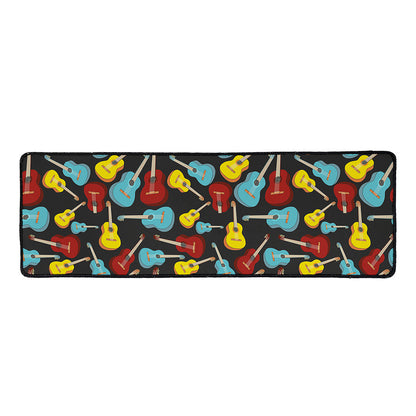 Colorful Guitar Pattern Print Long Kitchen Mat