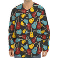Colorful Guitar Pattern Print Long Sleeve Baseball Jersey